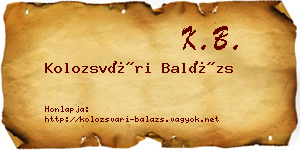 Kolozsvári Balázs névjegykártya